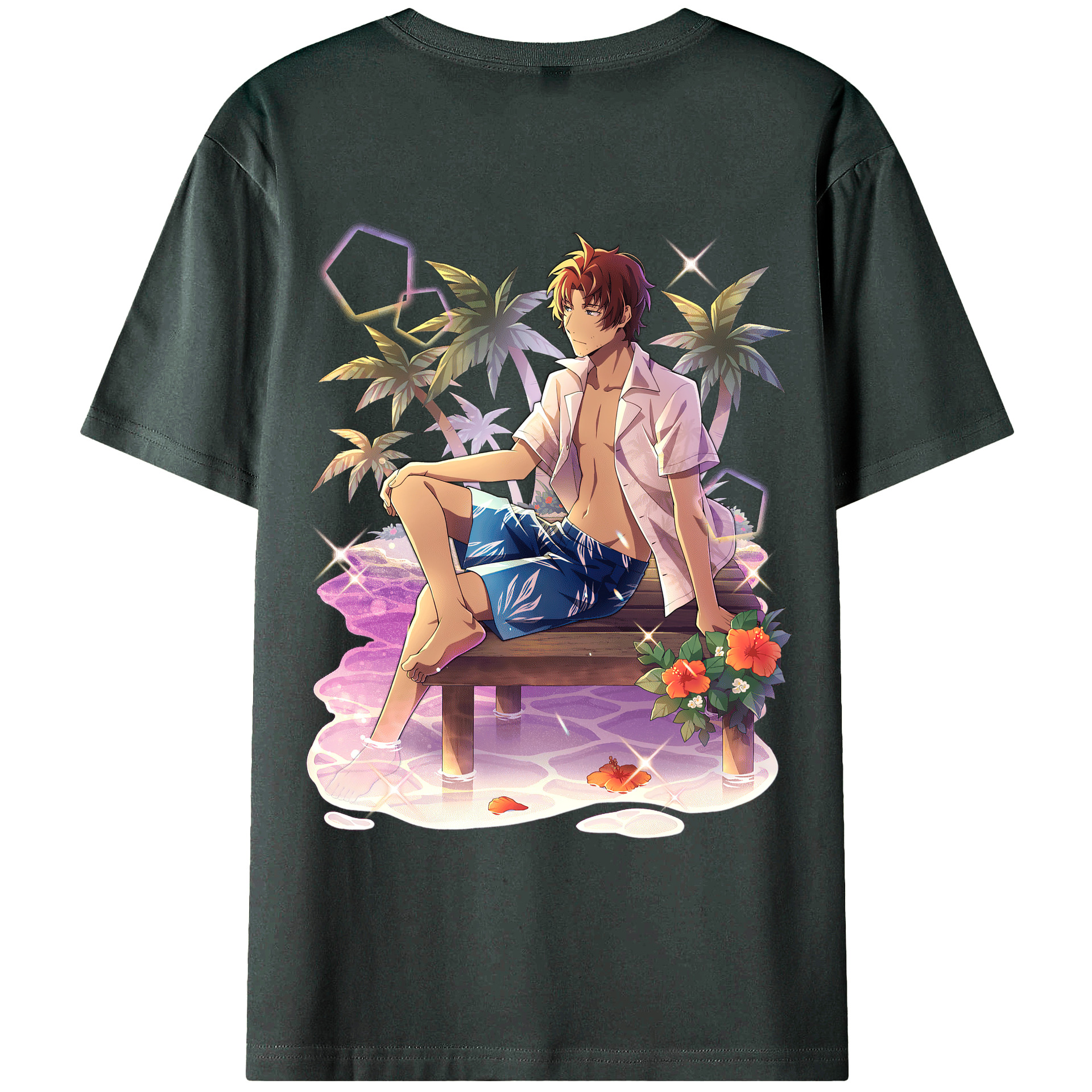 （画像用） 文豪ストレイドッグス Bungo Stray Dogs 綿100％ メンズ半袖Tシャツ（バックプリント） 通気性